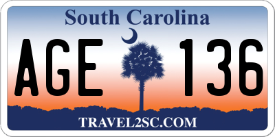 SC license plate AGE136