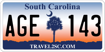 SC license plate AGE143