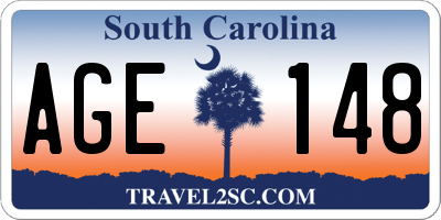 SC license plate AGE148