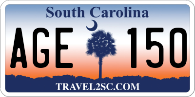 SC license plate AGE150