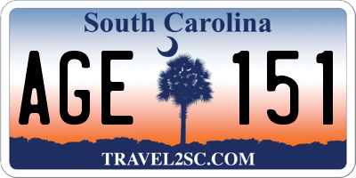 SC license plate AGE151