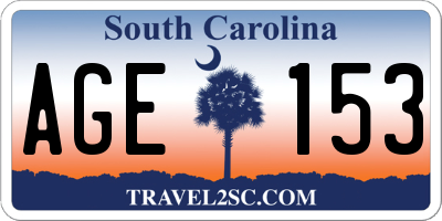 SC license plate AGE153