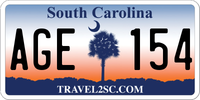 SC license plate AGE154