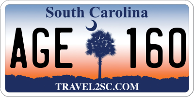 SC license plate AGE160