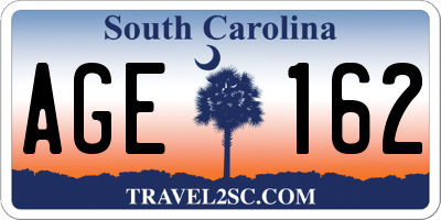 SC license plate AGE162