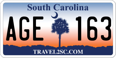 SC license plate AGE163