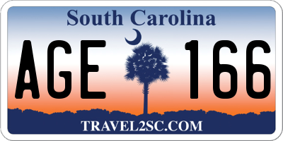 SC license plate AGE166