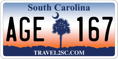 SC license plate AGE167