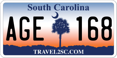 SC license plate AGE168