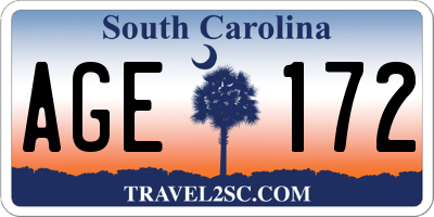 SC license plate AGE172