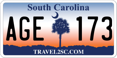 SC license plate AGE173