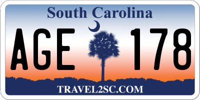 SC license plate AGE178