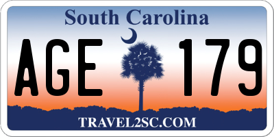 SC license plate AGE179