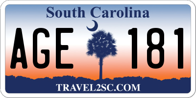 SC license plate AGE181