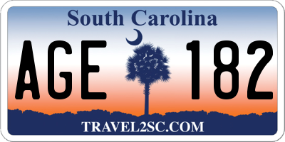 SC license plate AGE182