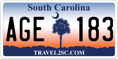 SC license plate AGE183