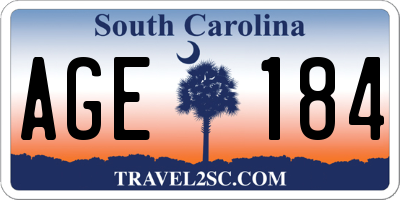 SC license plate AGE184