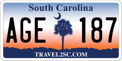 SC license plate AGE187