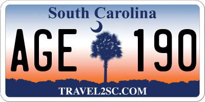 SC license plate AGE190