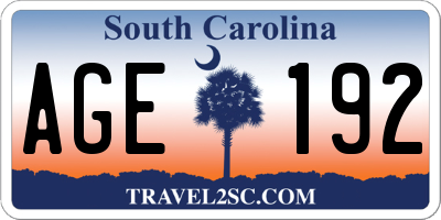 SC license plate AGE192