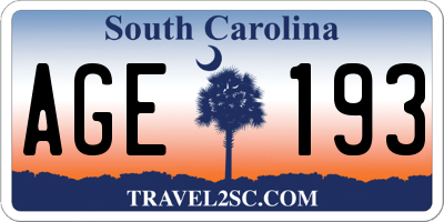 SC license plate AGE193