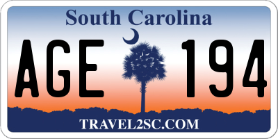 SC license plate AGE194
