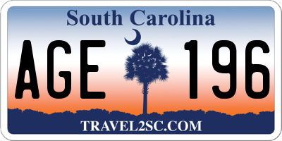 SC license plate AGE196