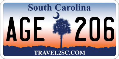 SC license plate AGE206