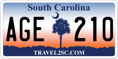 SC license plate AGE210