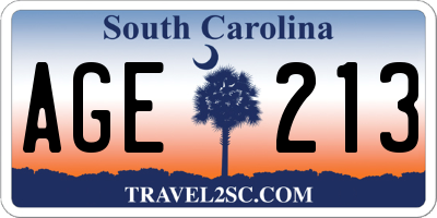 SC license plate AGE213