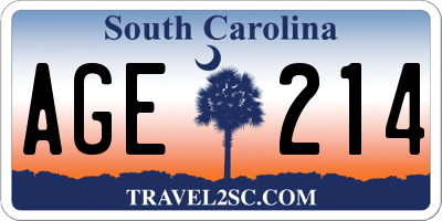 SC license plate AGE214
