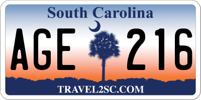SC license plate AGE216