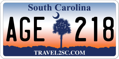 SC license plate AGE218