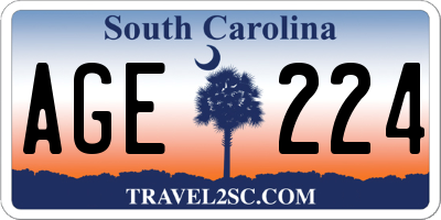 SC license plate AGE224