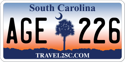 SC license plate AGE226