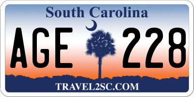 SC license plate AGE228