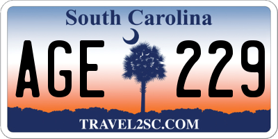 SC license plate AGE229