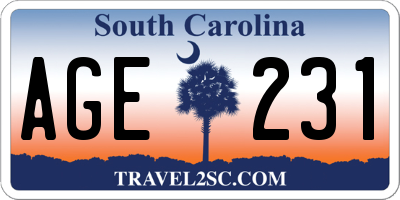 SC license plate AGE231