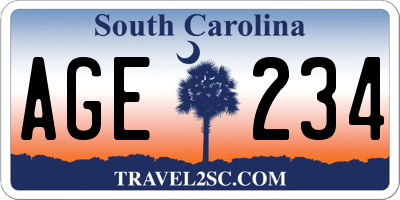 SC license plate AGE234