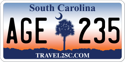 SC license plate AGE235
