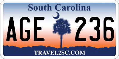 SC license plate AGE236