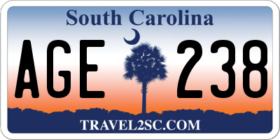 SC license plate AGE238