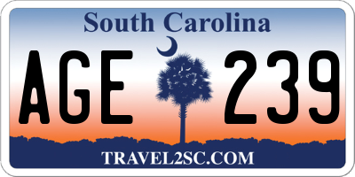 SC license plate AGE239