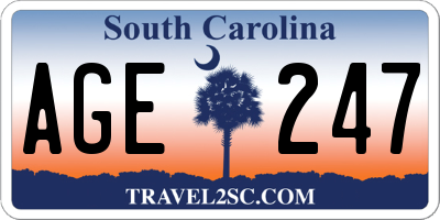 SC license plate AGE247