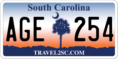 SC license plate AGE254