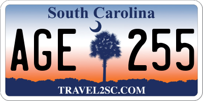 SC license plate AGE255