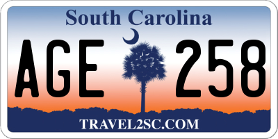 SC license plate AGE258