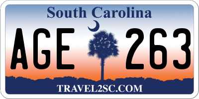 SC license plate AGE263