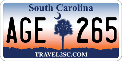 SC license plate AGE265