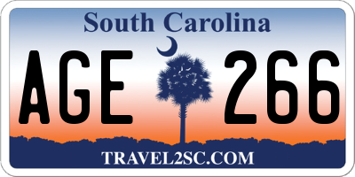 SC license plate AGE266